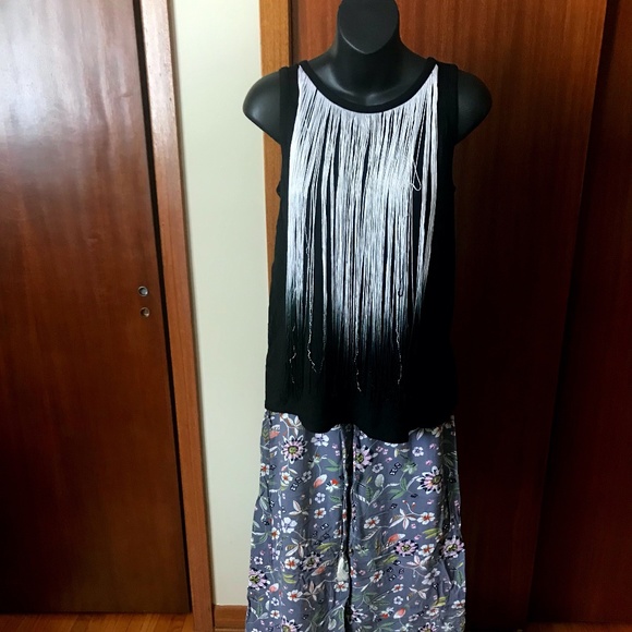 Ombre black tank with tassels - Picture 1 of 4